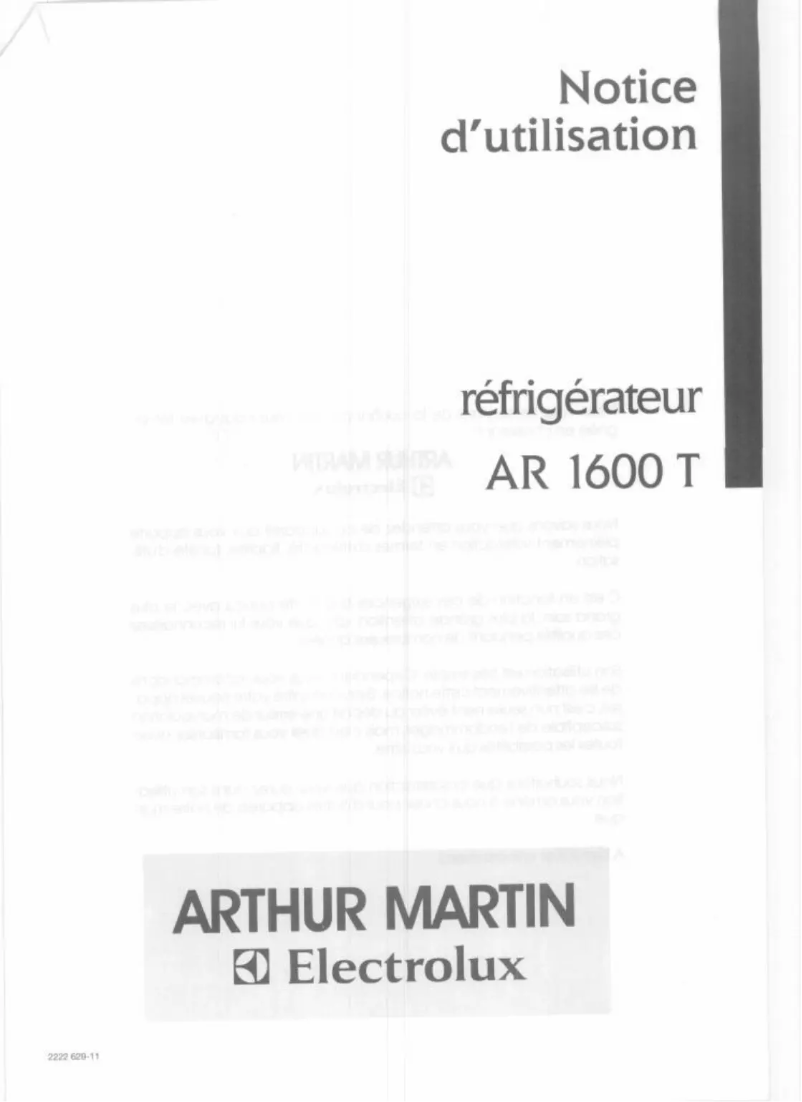 Image de la première page du manuel de l'appareil AR1600T