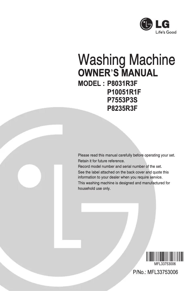 Página 1 del manual Manual de usuario LG P8235R3F