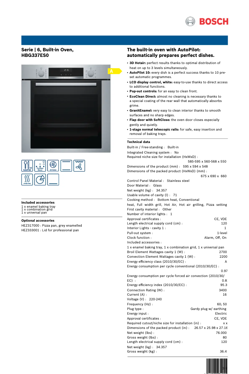 Image de la première page du manuel de l'appareil HBG337ES0