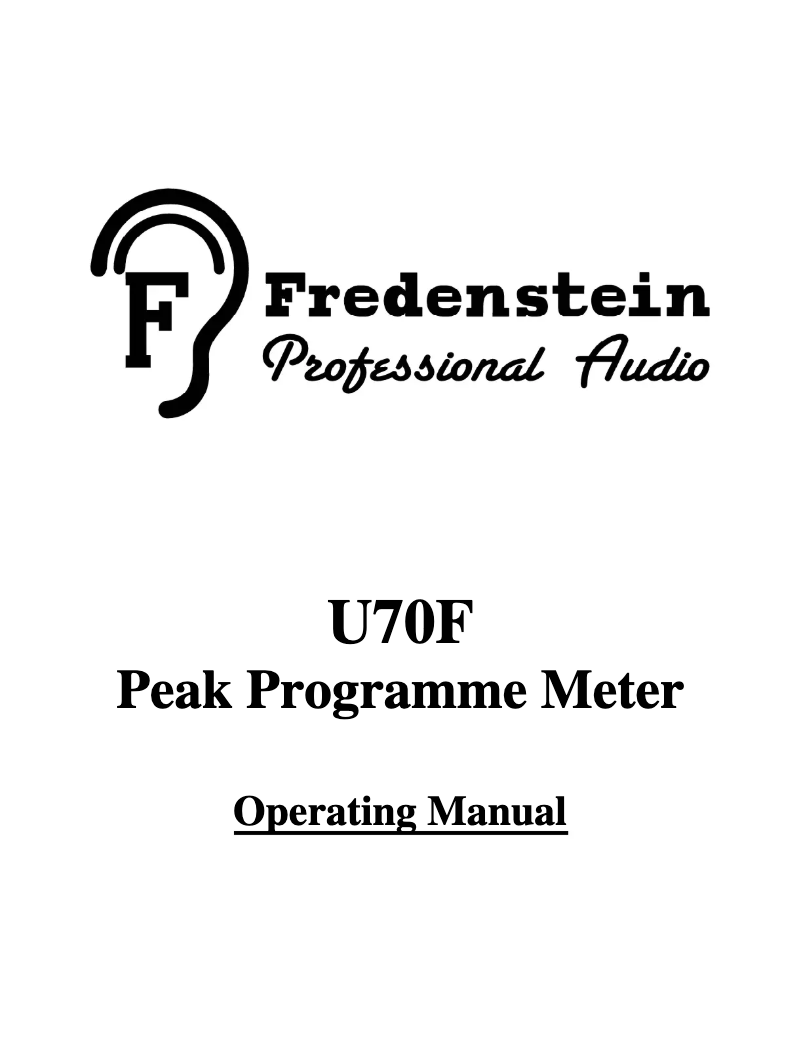 Page 1 de la notice Manuel utilisateur Fredenstein U70F