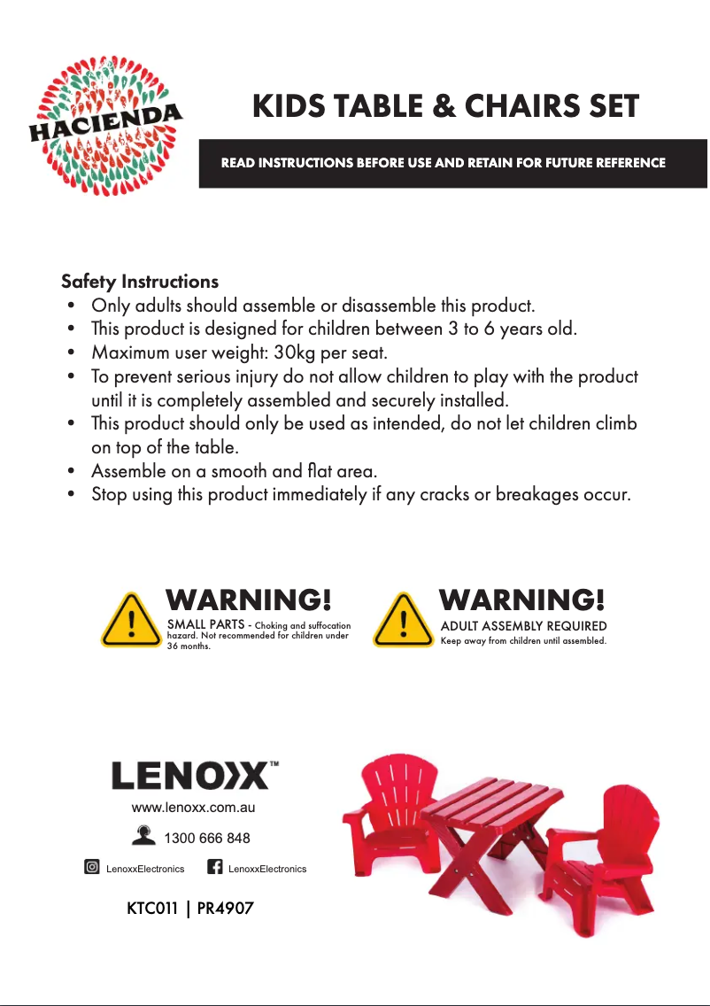 Page 1 de la notice Manuel utilisateur Gem Toys KTC011