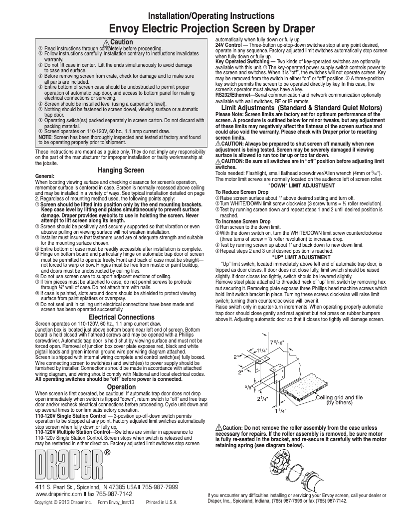 Page n°1 - Manuel utilisateur Draper Envoy