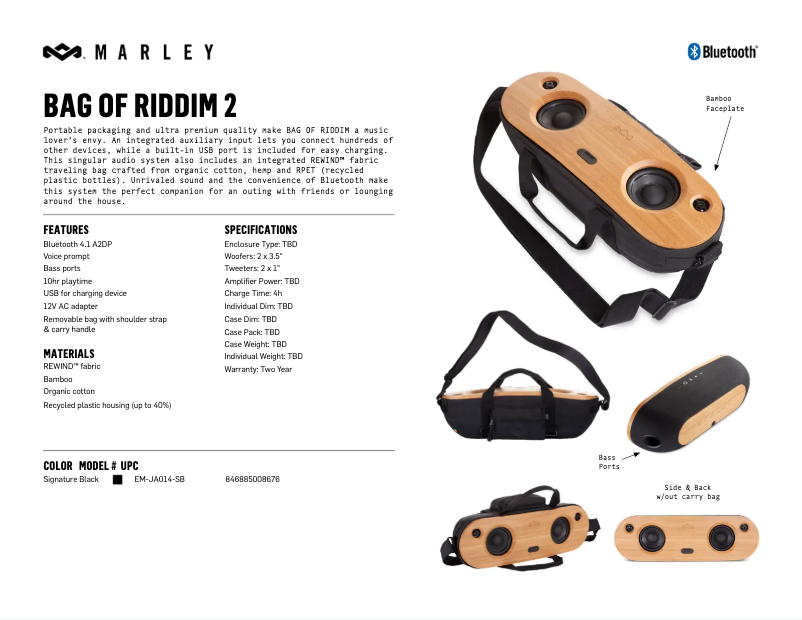 Page 1 de la notice Manuel utilisateur House of Marley Bag of Riddim BT