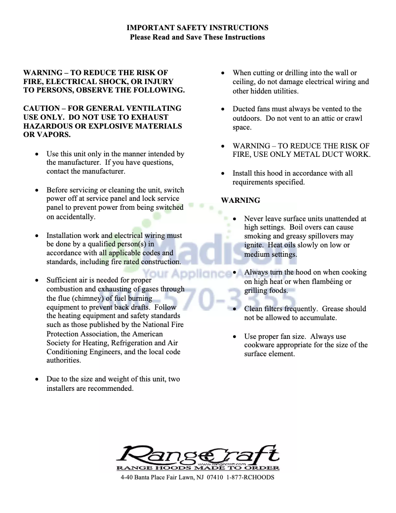 Page n°1 - Instructions de sécurité RangeCraft WM_LANDAU