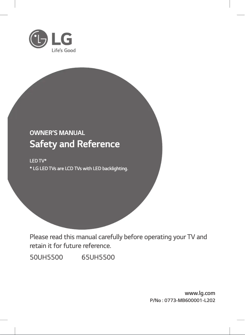 Page 1 de la notice Manuel utilisateur LG 65UH5500