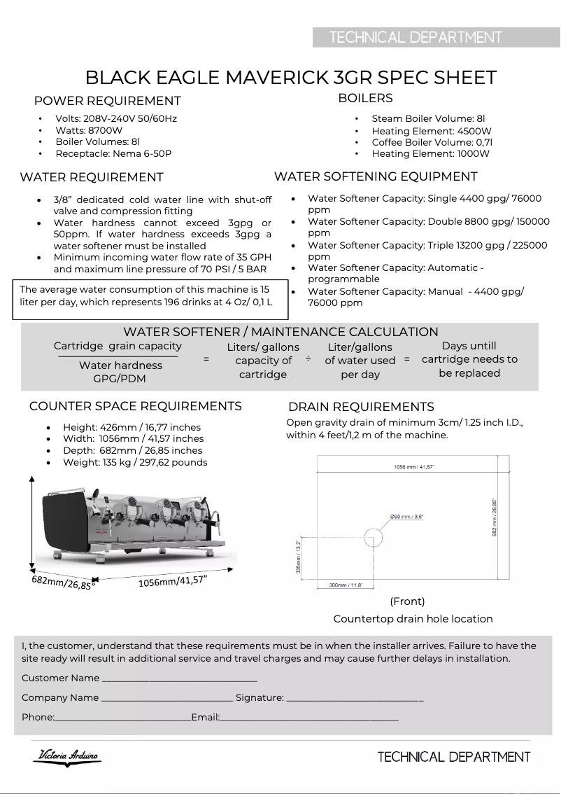 Page n°1 - Fiche technique Victoria Arduino Black Eagle Maverick