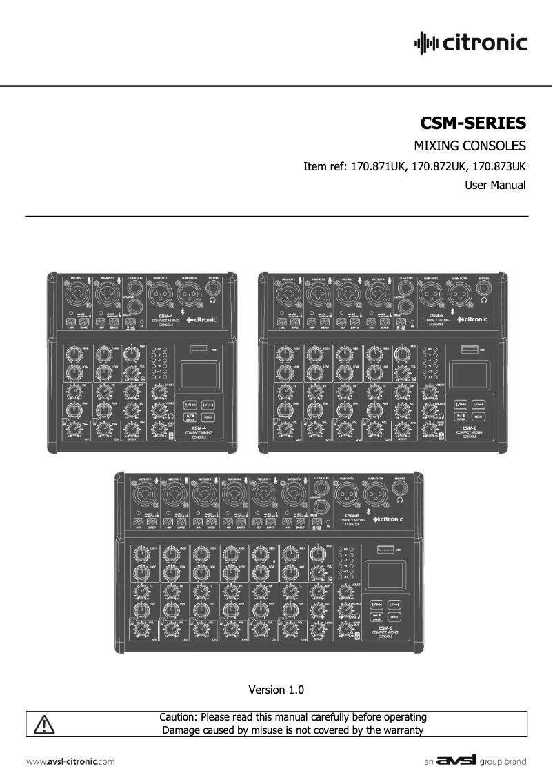 Page 1 de la notice Manuel utilisateur Citronic CSM4
