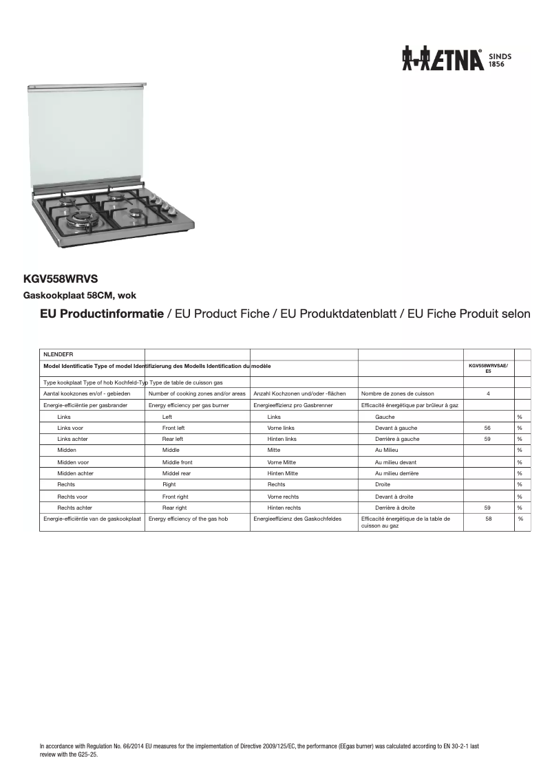 Page n°1 - Fiche technique Etna KGV558WRVS