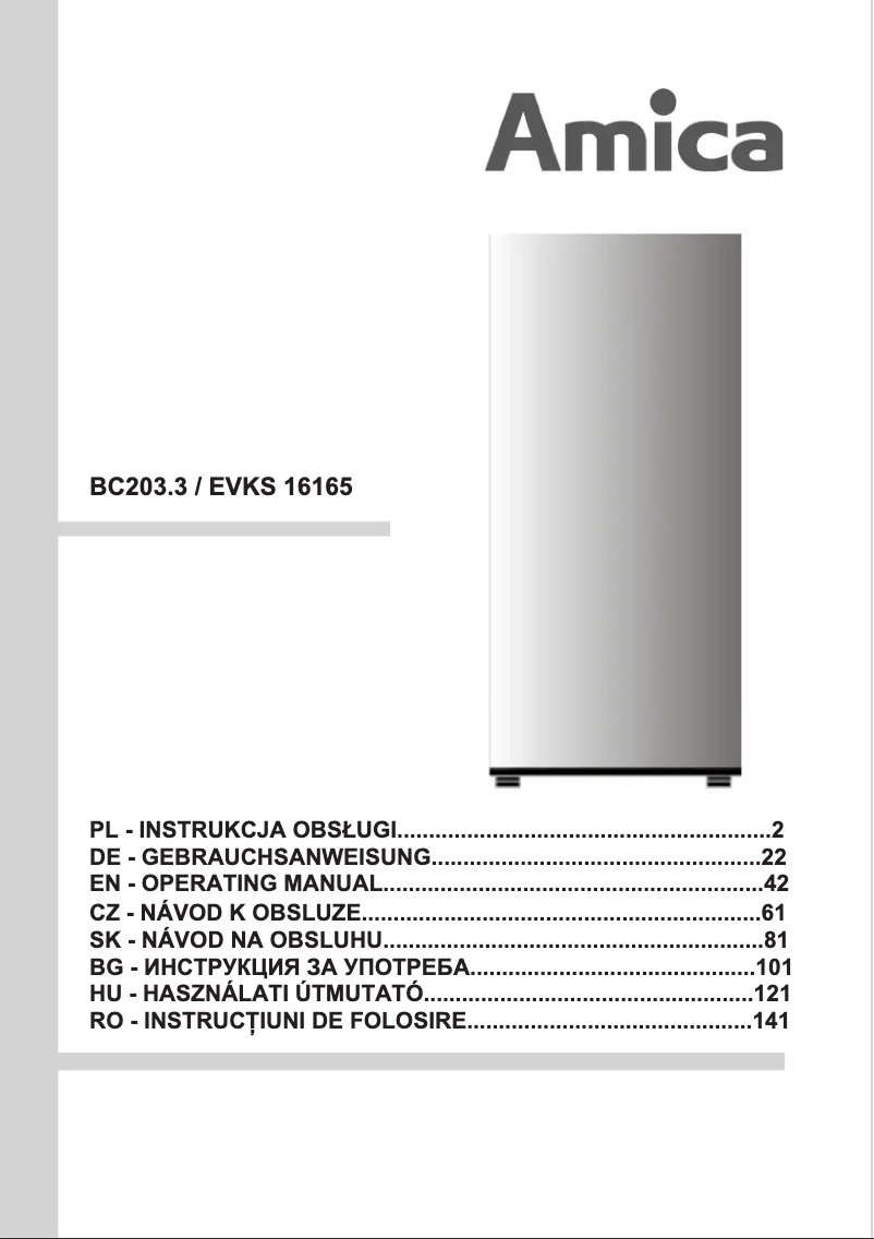 Page n°1 - Manuel utilisateur Amica BC203.3