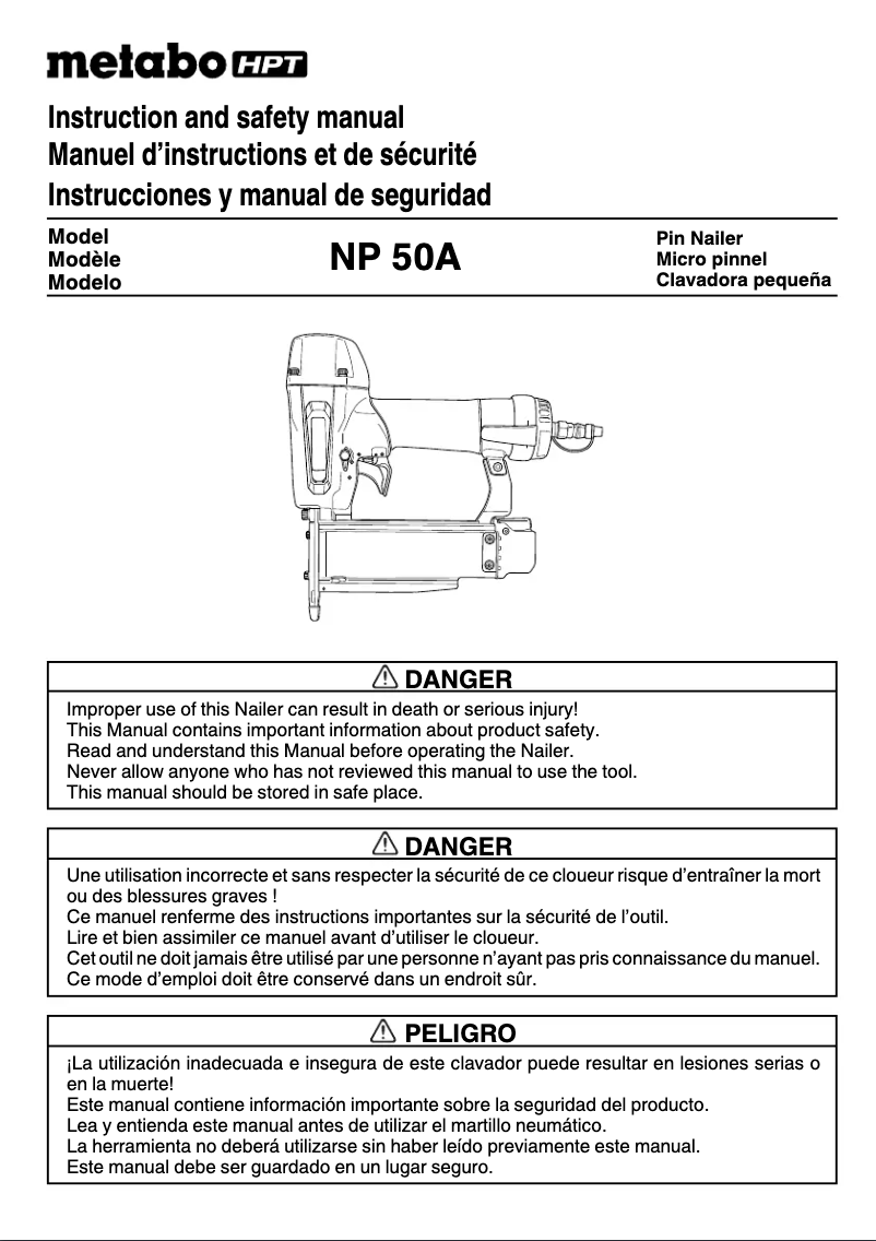 Page 1 of the manual User Manual Metabo NP50A