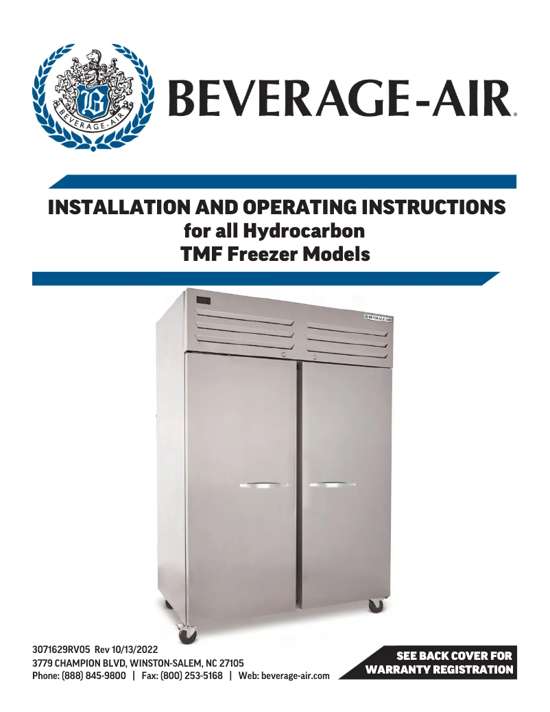 Page 1 de la notice Manuel utilisateur Beverage-Air TMF2HC-1S