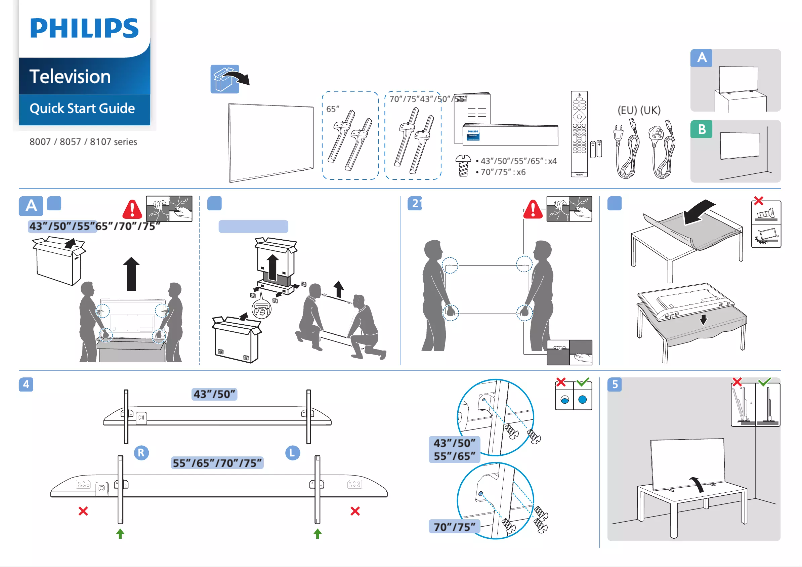 Page n°1 - Guide de démarrage rapide Philips 55PUS8057