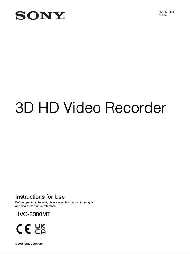 Página 1 del manual Manual de usuario Sony HVO-3300MT