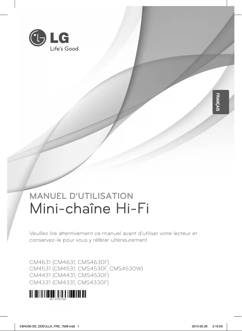 Page 1 de la notice Manuel utilisateur LG CM4331