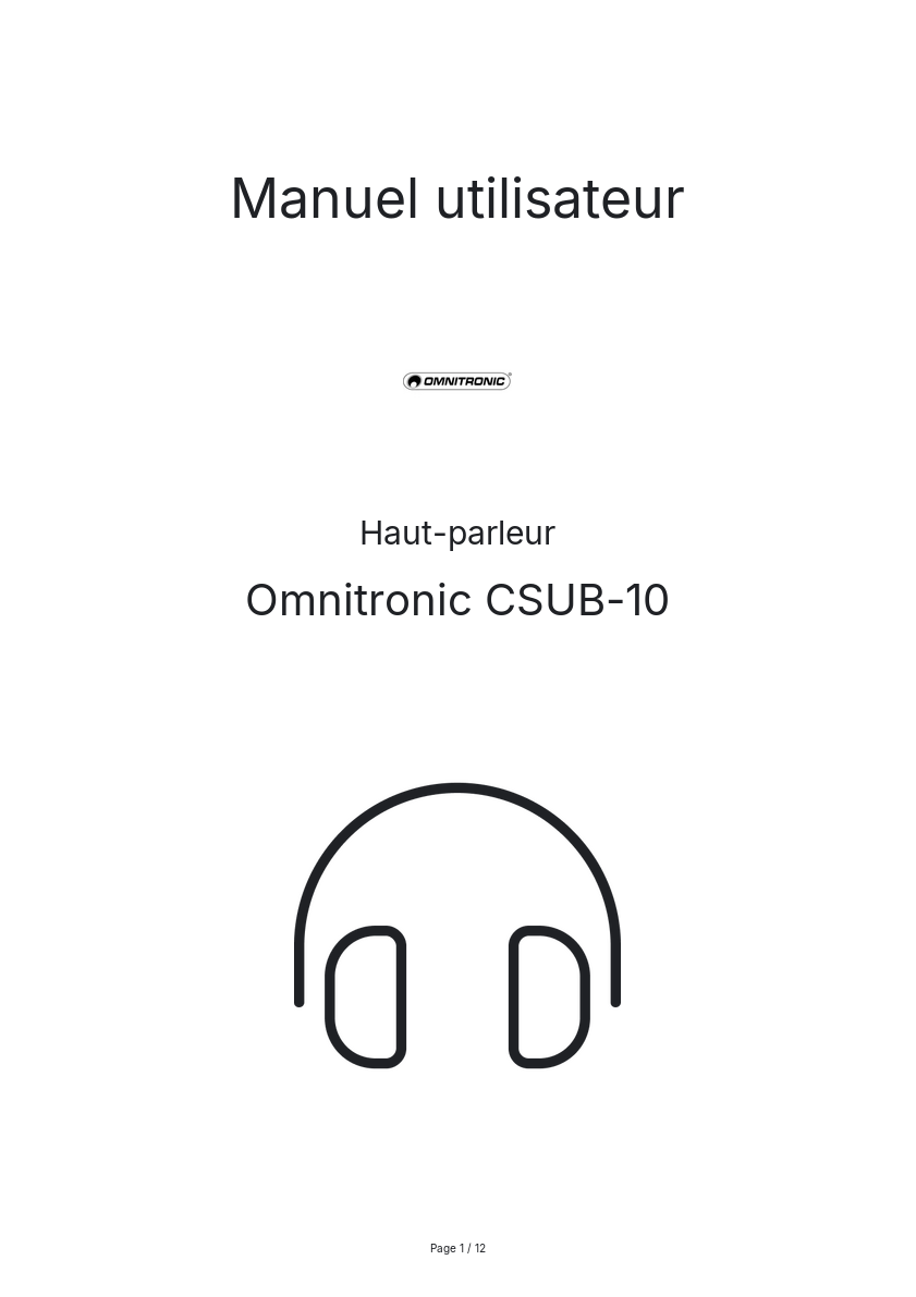 Image de la première page du manuel de l'appareil CSUB-10