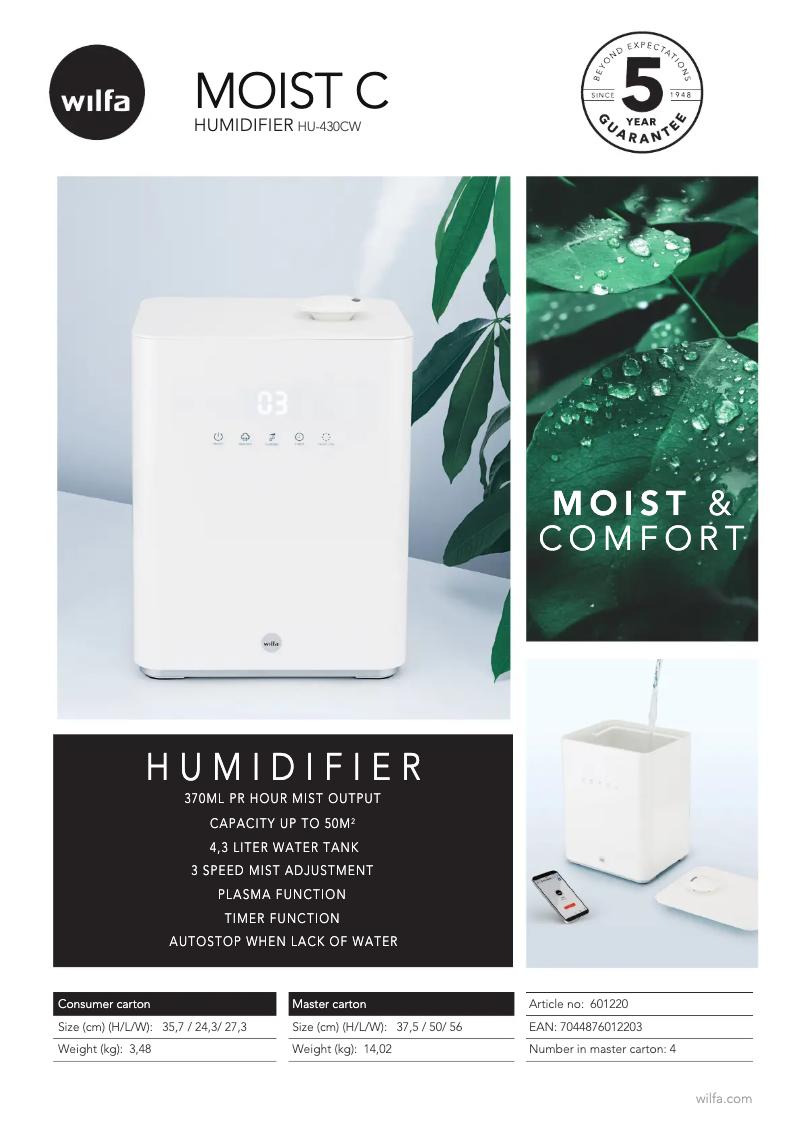 Image de la première page du manuel de l'appareil Moist C HU-430CW