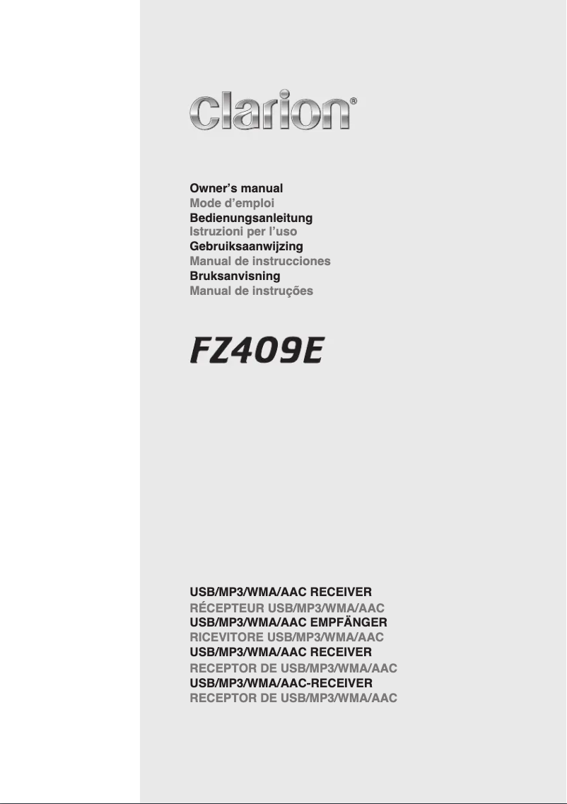 Page n°1 - Manuel utilisateur Clarion FZ409