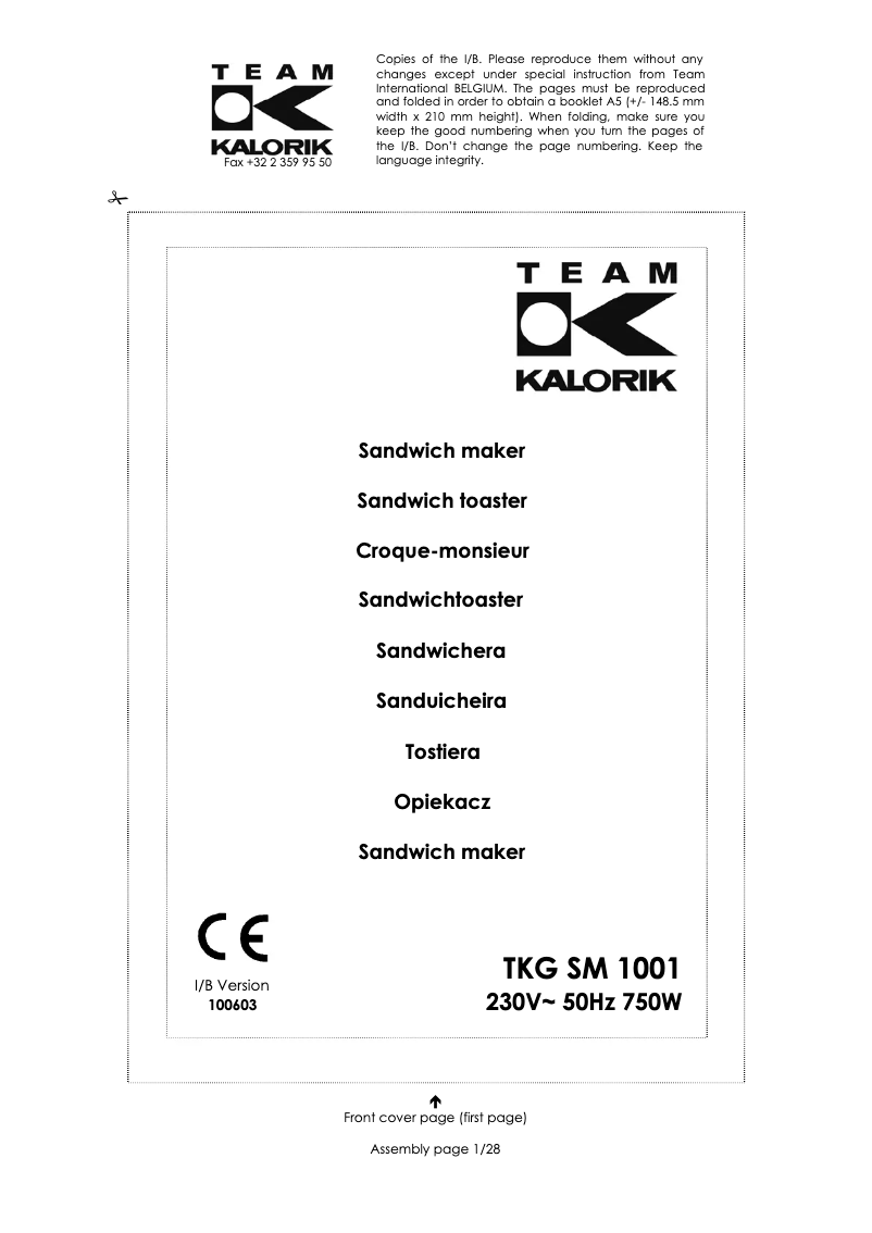 Página 1 del manual Manual de usuario Team TKG SM 1001