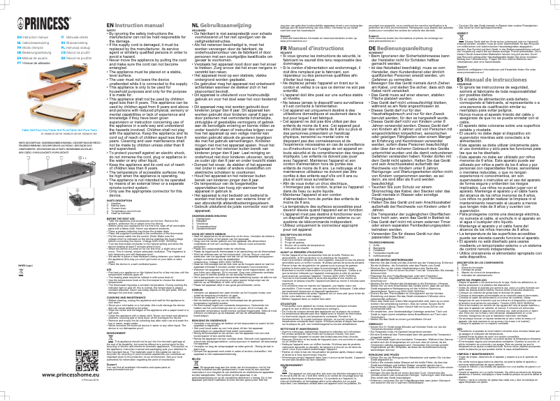 Page 1 de la notice Manuel utilisateur Princess Table Chef Pure Duo 103025
