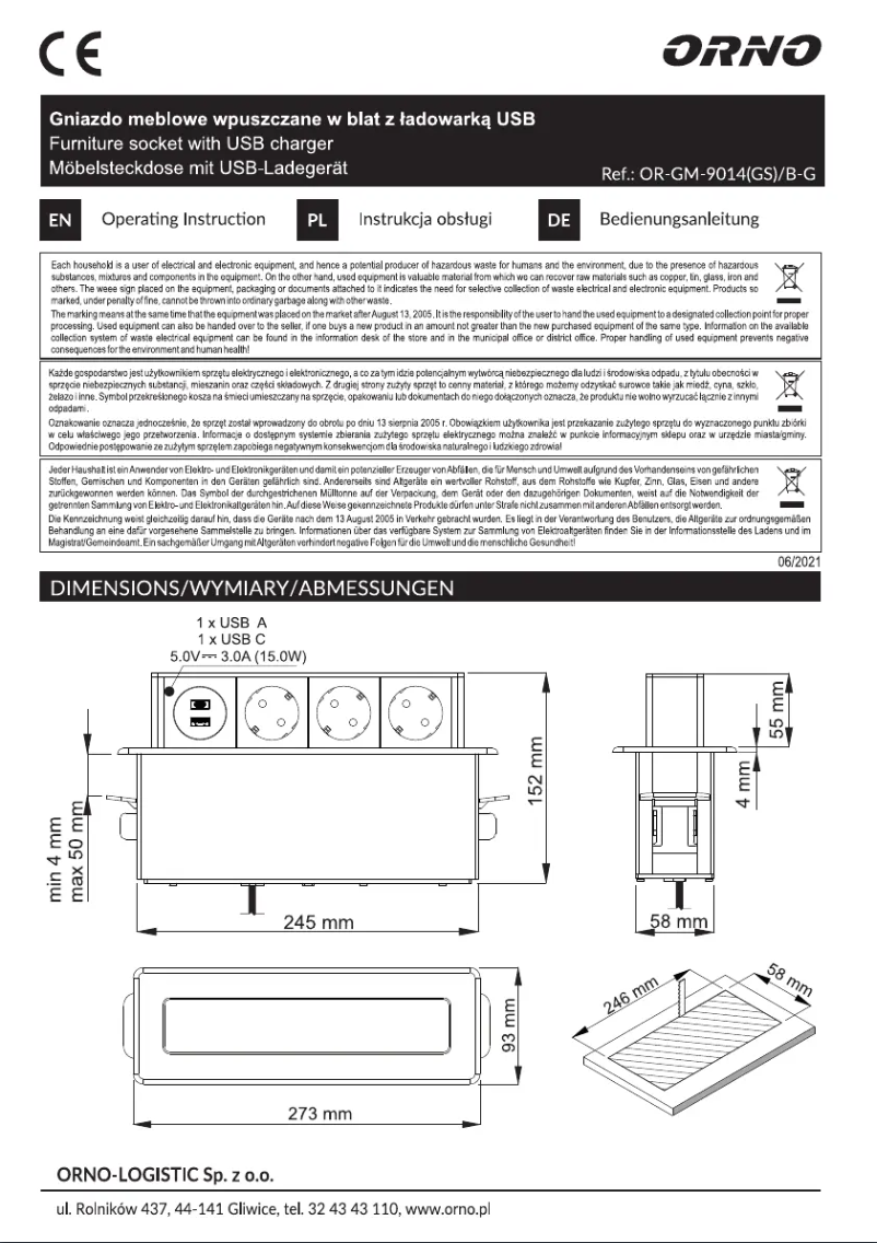 Image de la première page du manuel de l'appareil OR-GM-9014