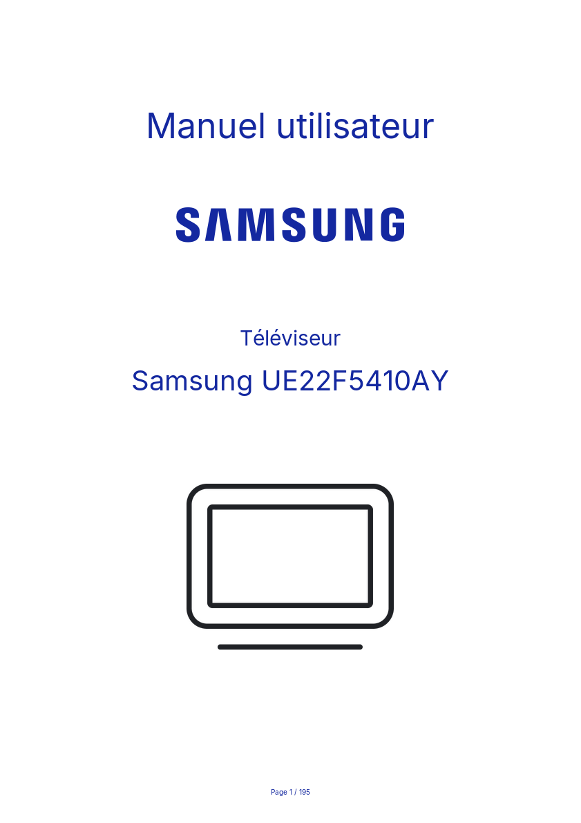 Page n°1 - Manuel utilisateur Samsung UE22F5410AY