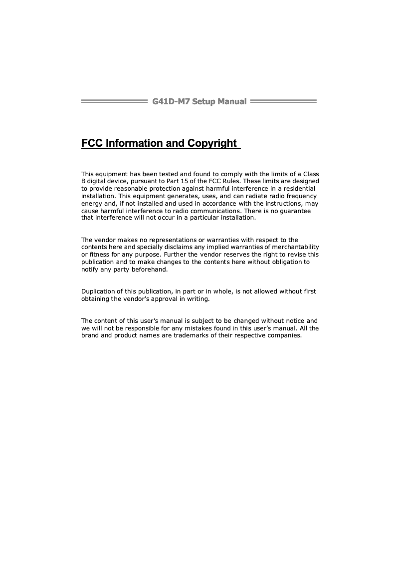 Image de la première page du manuel de l'appareil G41D-M7