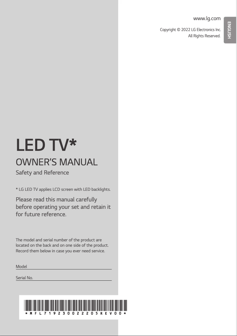 Page n°1 - Manuel utilisateur LG 65UQ751C