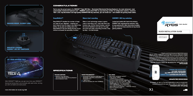 Imagen de la primera página del manual del dispositivo Ryos MK Glow
