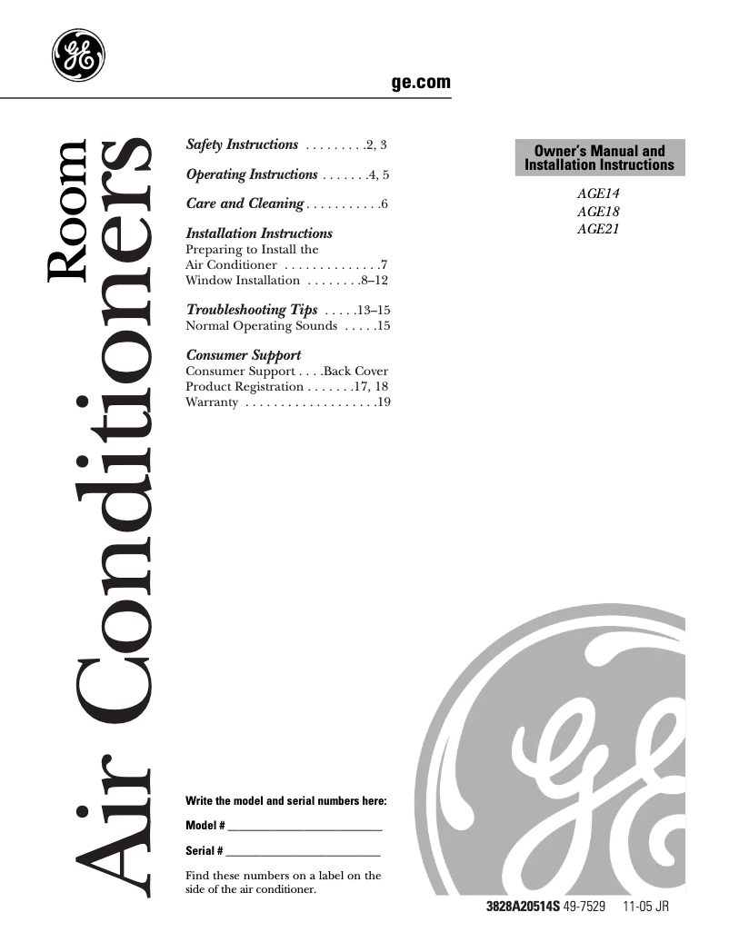 Imagen de la primera página del manual del dispositivo AGE21DH