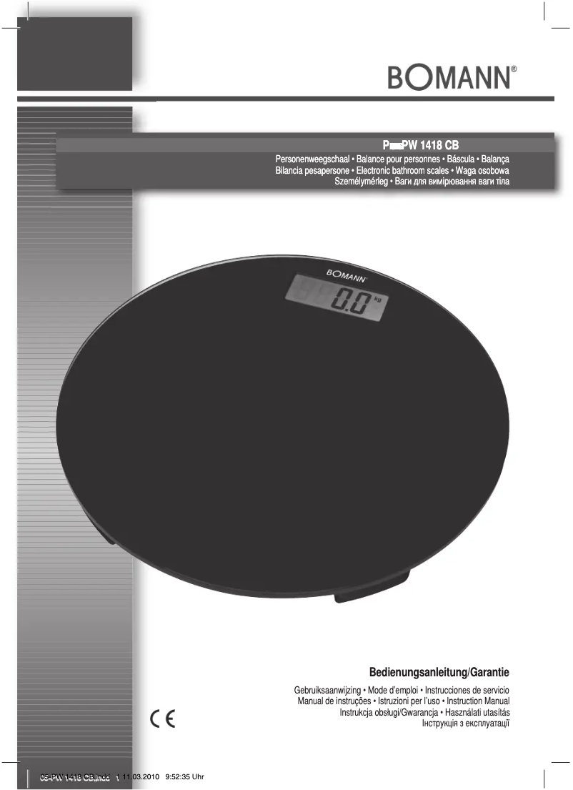 Page 1 de la notice Manuel utilisateur Bomann PW 1418 CB