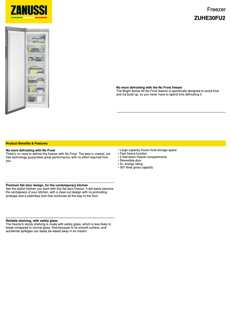 Page n°1 - Fiche technique Zanussi ZUHE30FU2