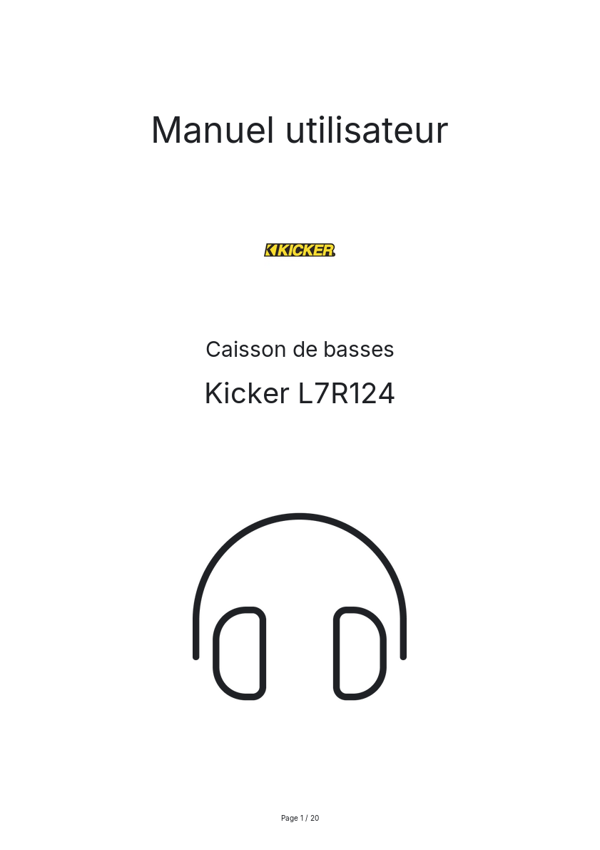 Page n°1 - Manuel utilisateur Kicker L7R124