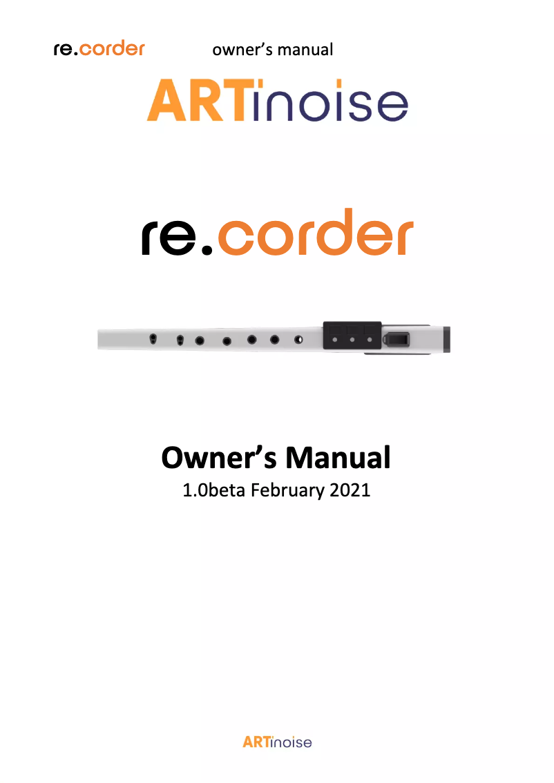 Page n°1 - Manuel utilisateur re.corder ARTinoise