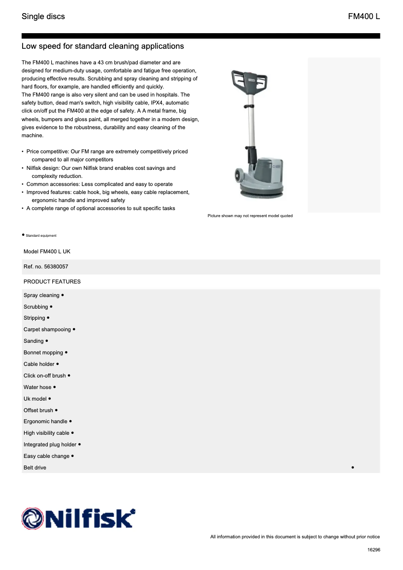 Page n°1 - Fiche technique Nilfisk FM400L