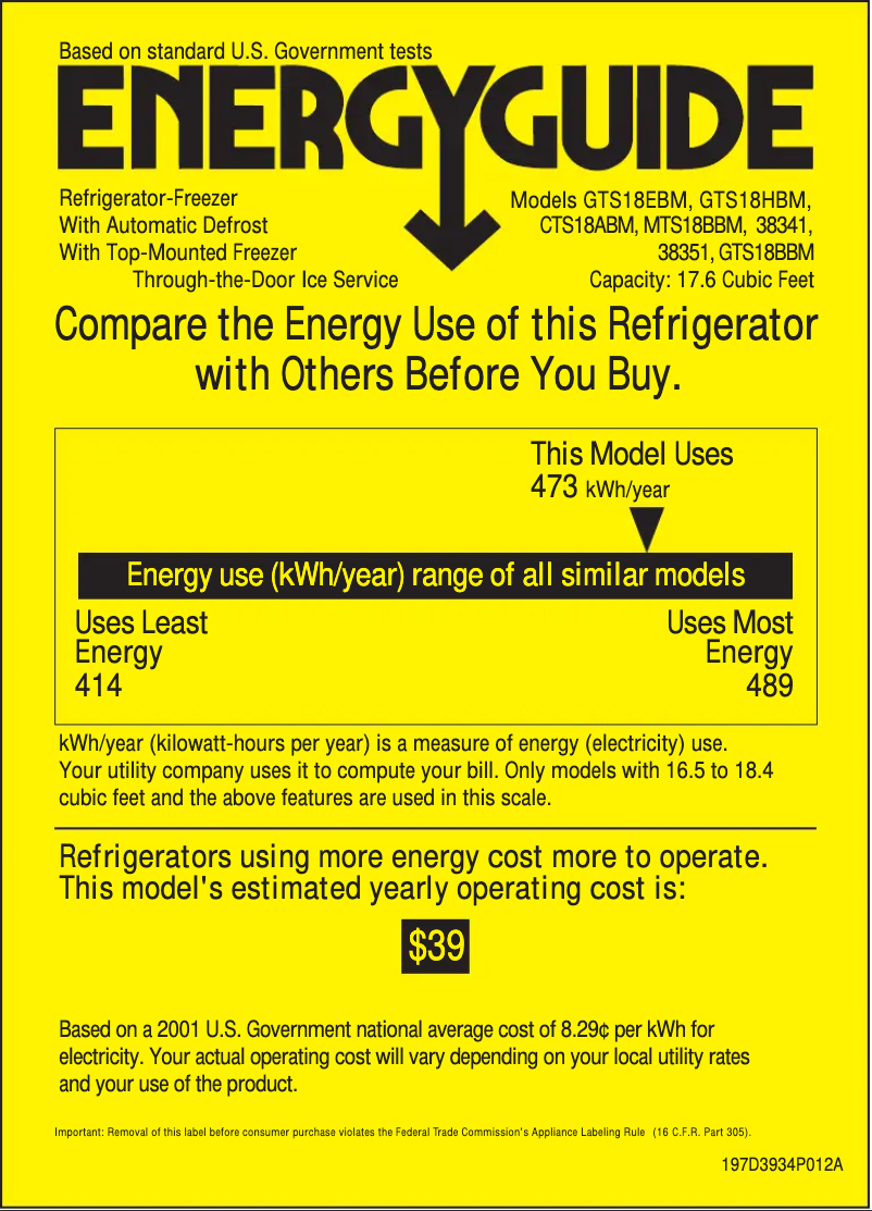 Image de la première page du manuel de l'appareil GTS18HBMWW