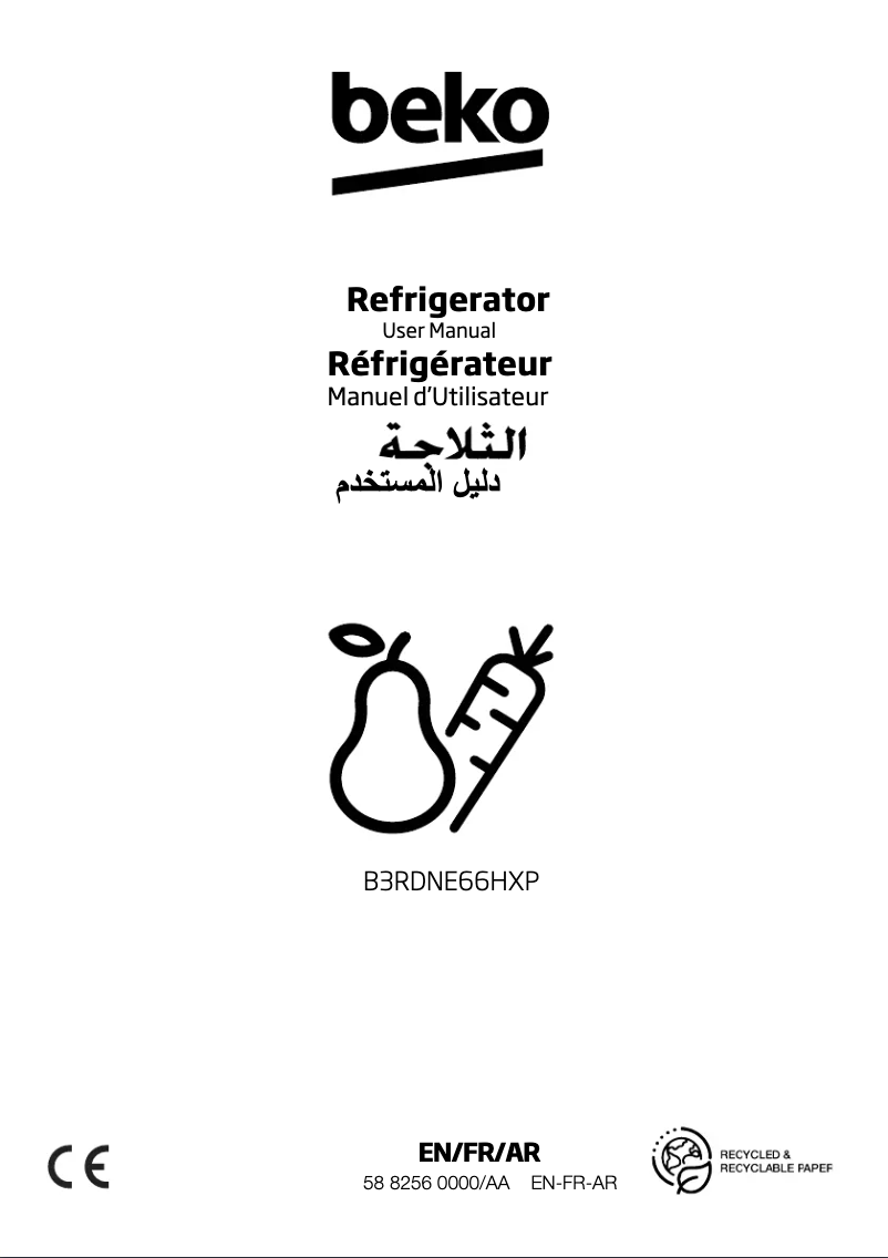 Page 1 de la notice Manuel utilisateur Beko B3RDNE66HXP