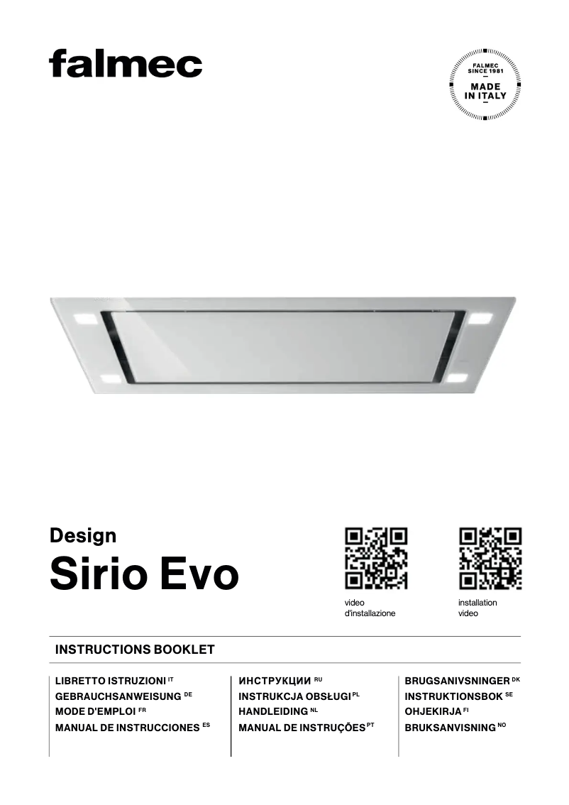 Image de la première page du manuel de l'appareil Sirio Evo