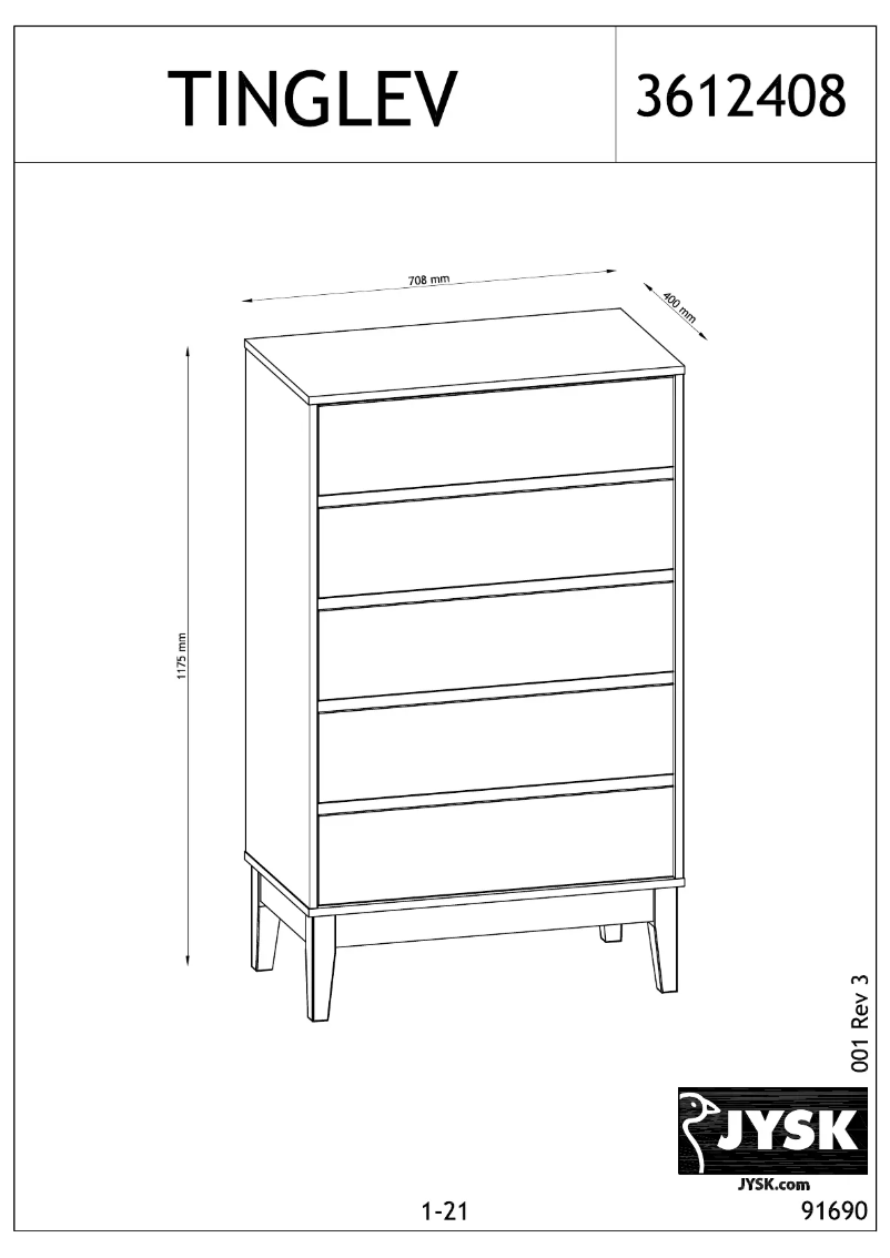 Page n°1 - Manuel utilisateur JYSK Tinglev (71x118x40)