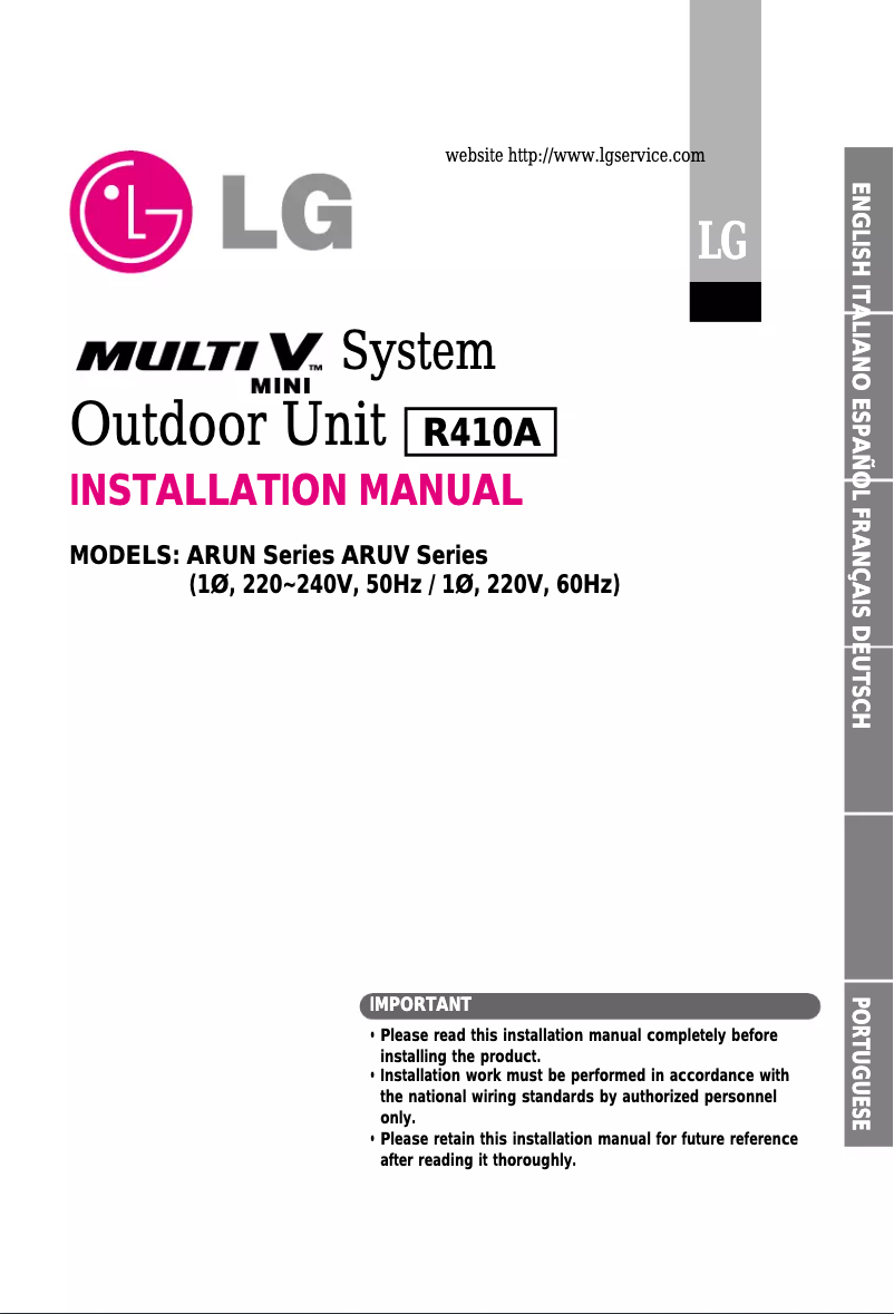 Page 1 de la notice Manuel utilisateur LG ARUN60GS2