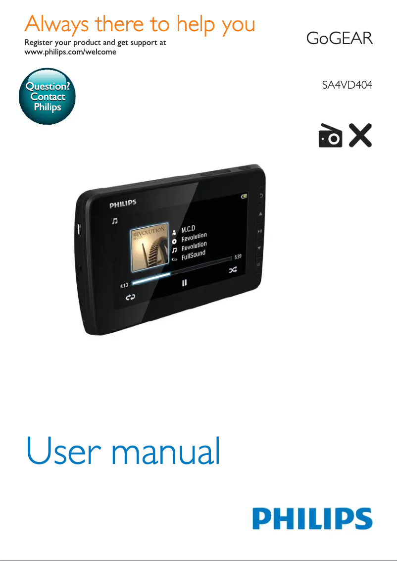 Page 1 de la notice Manuel utilisateur Philips GoGEAR Video