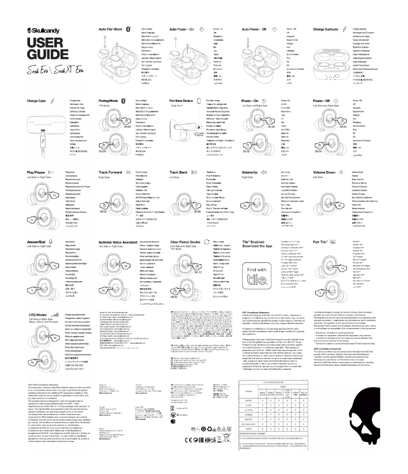 Page 1 de la notice Manuel utilisateur Skullcandy Sesh Evo