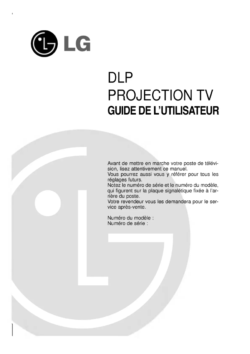 Page 1 de la notice Manuel utilisateur LG RT-44SZ60DB