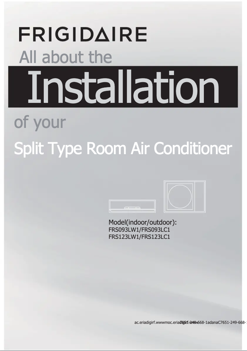 Page 1 de la notice Guide d'installation Frigidaire FRS093LS1