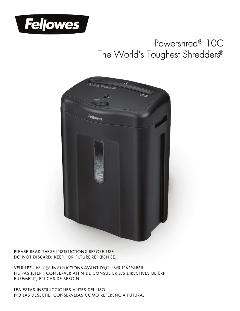 Page n°1 - Manuel utilisateur Fellowes Powershred 10C