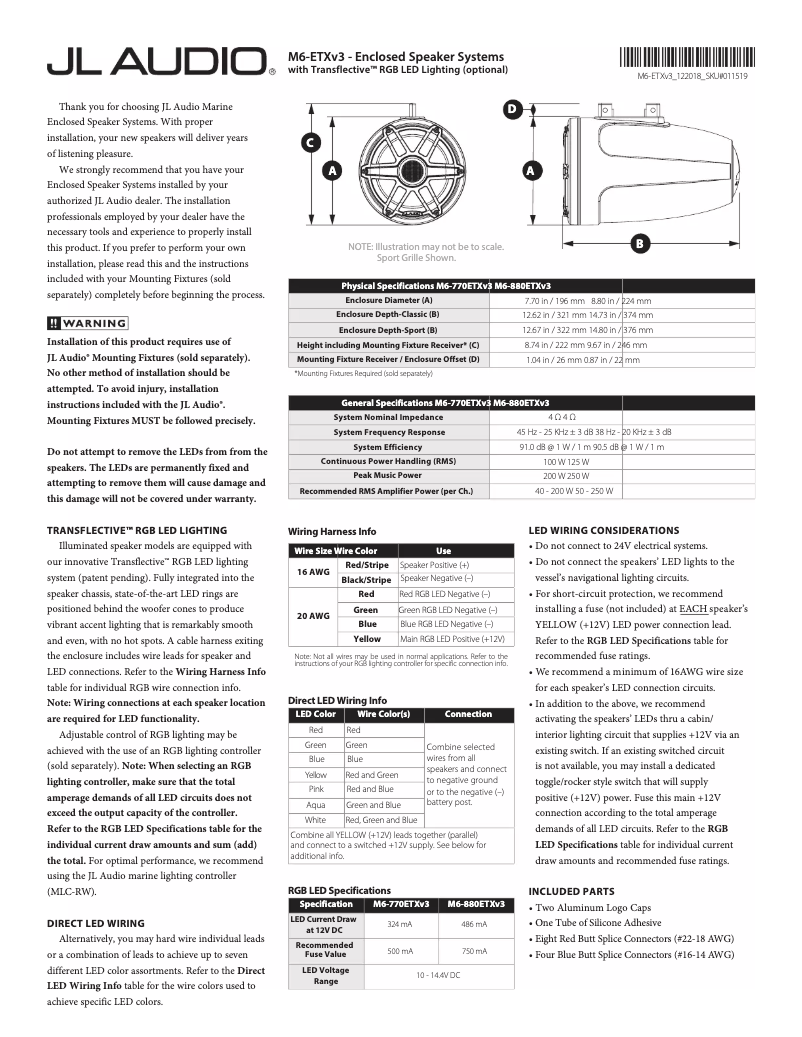 Page 1 of the manual User Manual JL Audio M6-770ETXv3