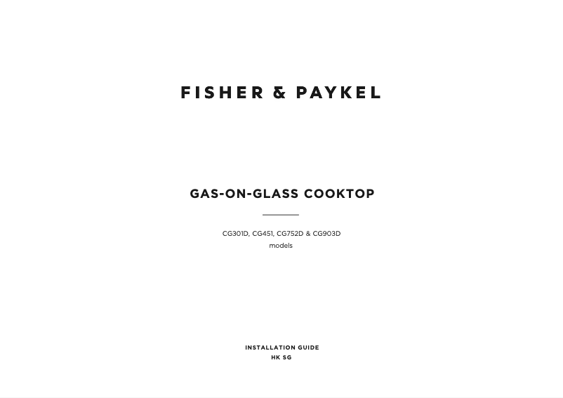 Page 1 de la notice Guide d'installation Fisher & Paykel CG903DLPGB1