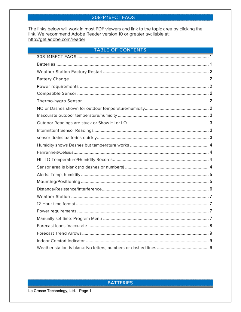 Image de la première page du manuel de l'appareil 308-1415FCT