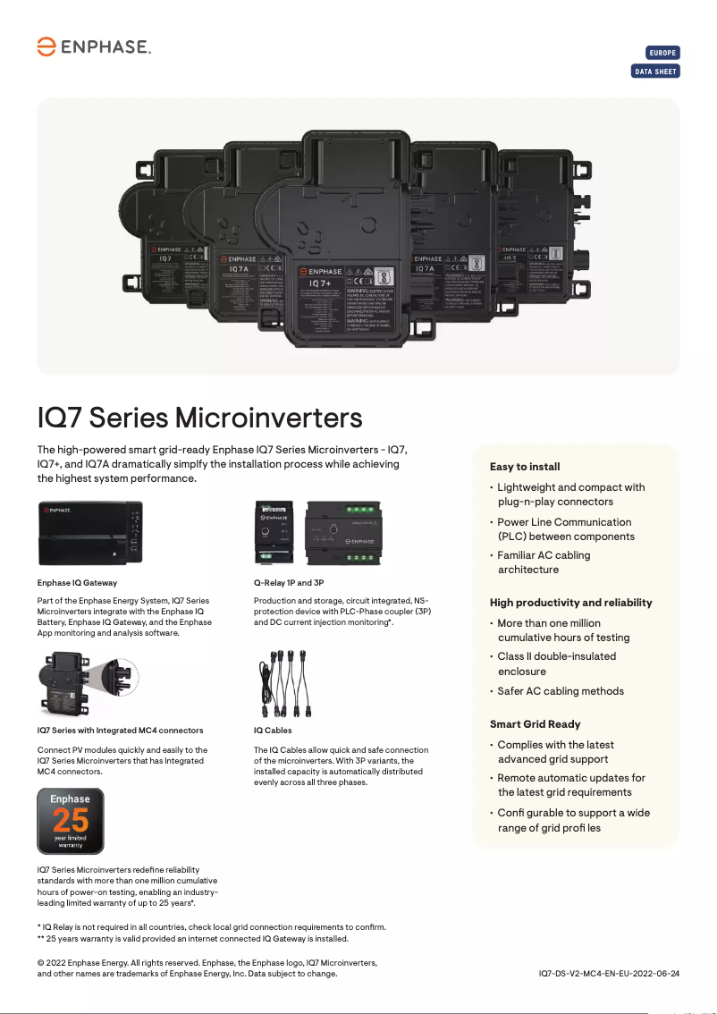 Página 1 del manual Ficha técnica Enphase IQ 7+