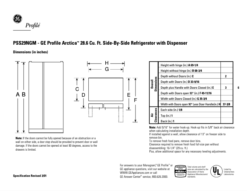 Imagen de la primera página del manual del dispositivo Profile Arctica PSS29NGMWW