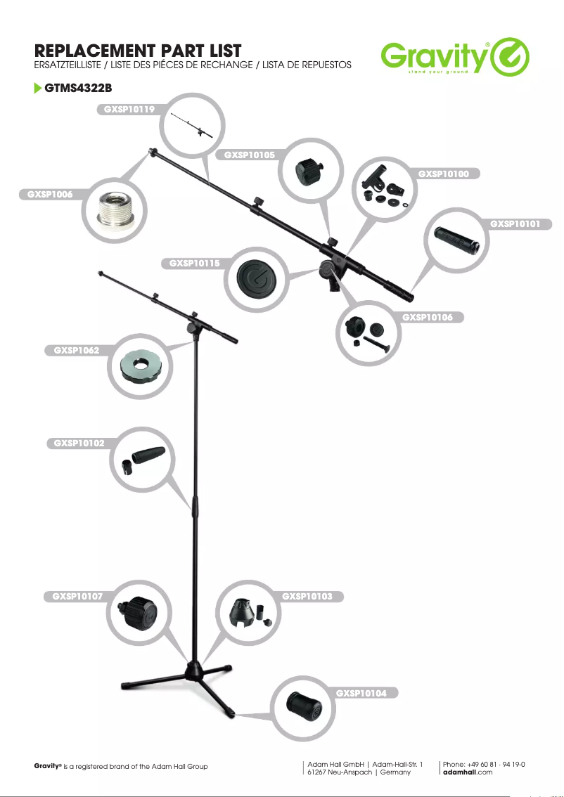 Page 1 de la notice Fiche technique Gravity TMS 4322 B